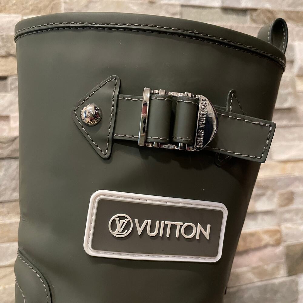 Louis Vuitton 40 Rubber Territory Boots | Olive Green, Calfskin EU 40/US 9 Italy - Picture 4 of 14